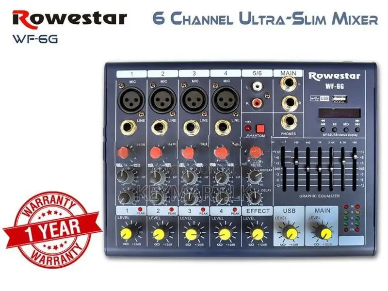 Sound / Audio mixer 6 Channel Rowestar Ultra-Slim Mixer-WF6G