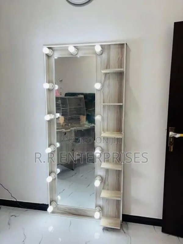 New Modern Ash White wall Mirror with Light .