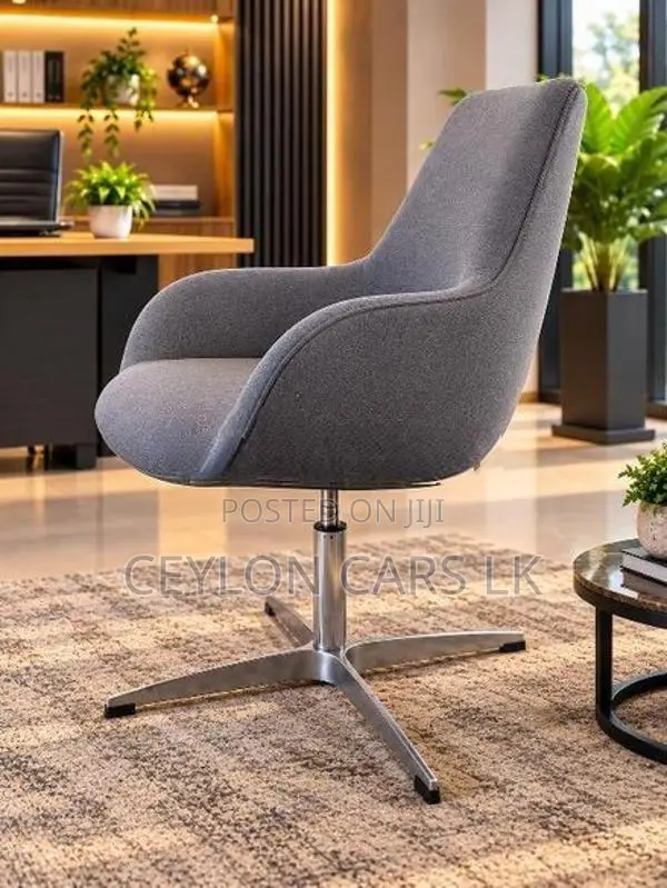 Modern Grey Upholstered Swivel Lounge Chair