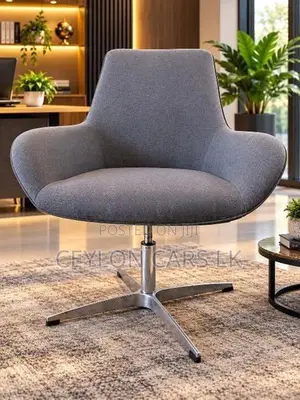 Modern Grey Upholstered Swivel Lounge Chair