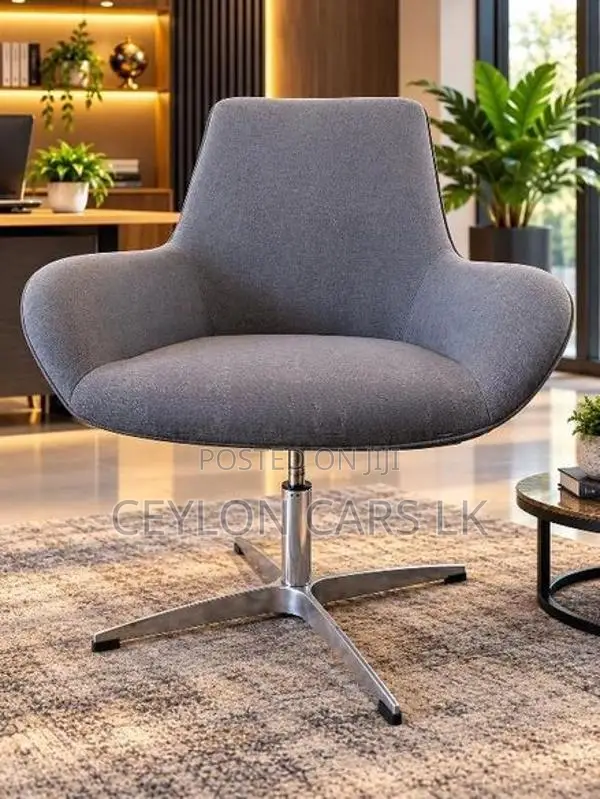 Modern Grey Upholstered Swivel Lounge Chair