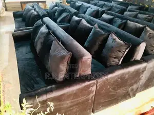 Black Sofa Set with Stool Pillow