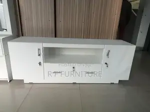 White TV Stand With Setup Cupboard