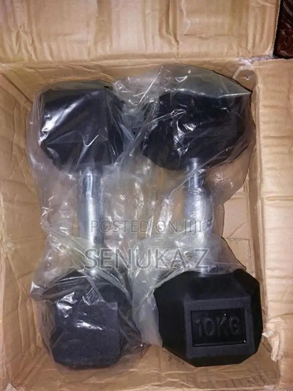 Rubber Hex Dumbbells - 10KG Pair