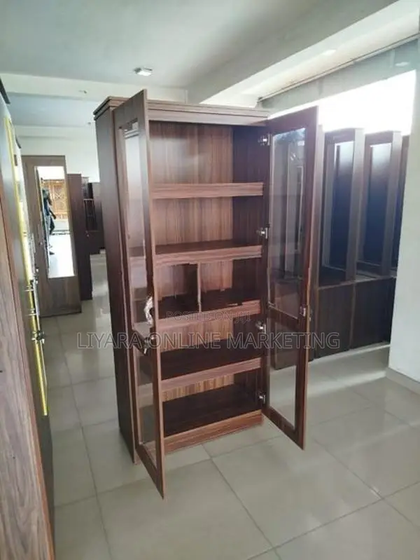 .Melamine Office Cupboard 2 Door With Glass
