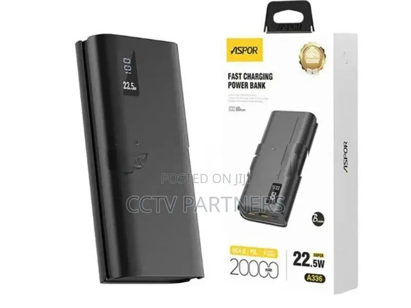 Aspor A336 22.5W Pd Power Bank Mobile Phones Fast- Charger 20000mAh