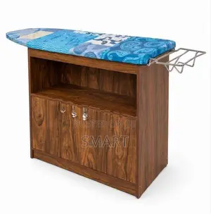 Melamine Iron Table With Half Cupboard Without Wheel- MIT010WOW