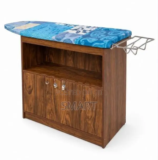 Melamine Iron Table With Half Cupboard Without Wheel- MIT010WOW