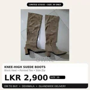 #ZARA Knee-High Suede Block Heel