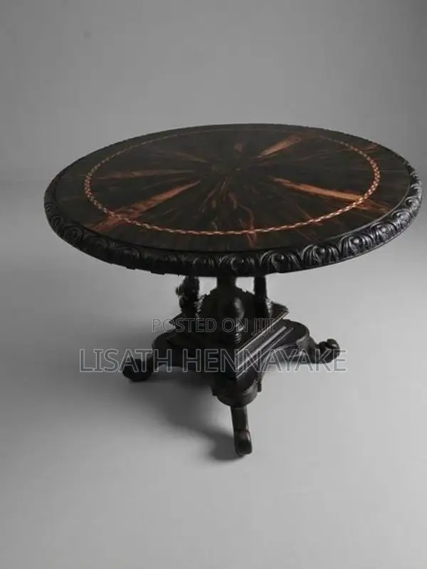 Ebony Occasional Table — Exquisite Handcrafted Antique Piece