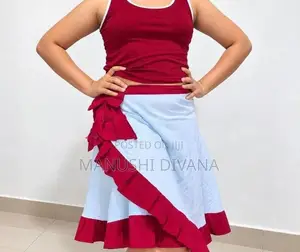 D’vana Wrap Skirt – Powder Blue Wine Red Ladies Frill