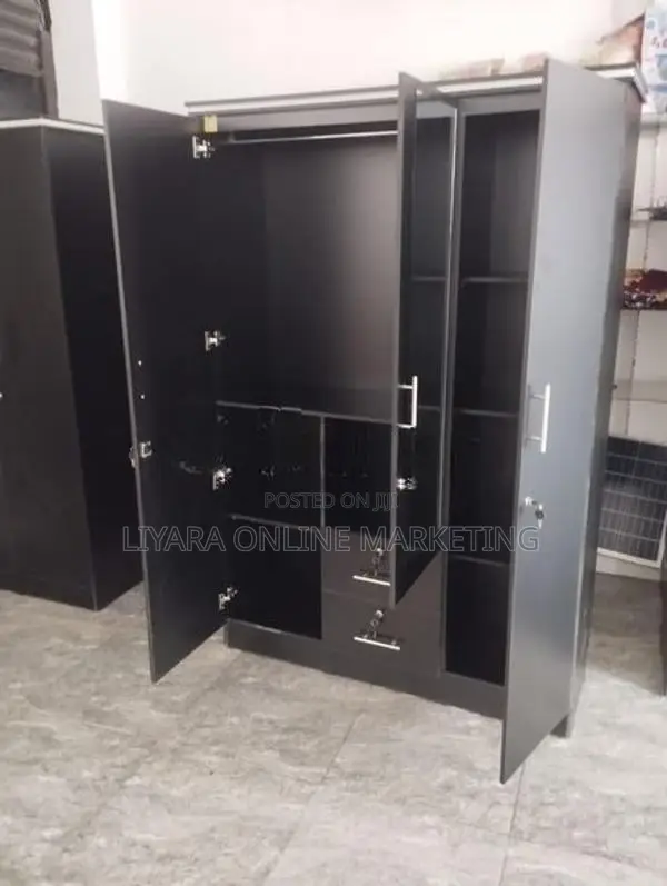 Melamine Black Colour 3 Door Wardrobe..