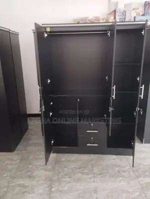 Melamine Black Colour 3 Door Wardrobe..