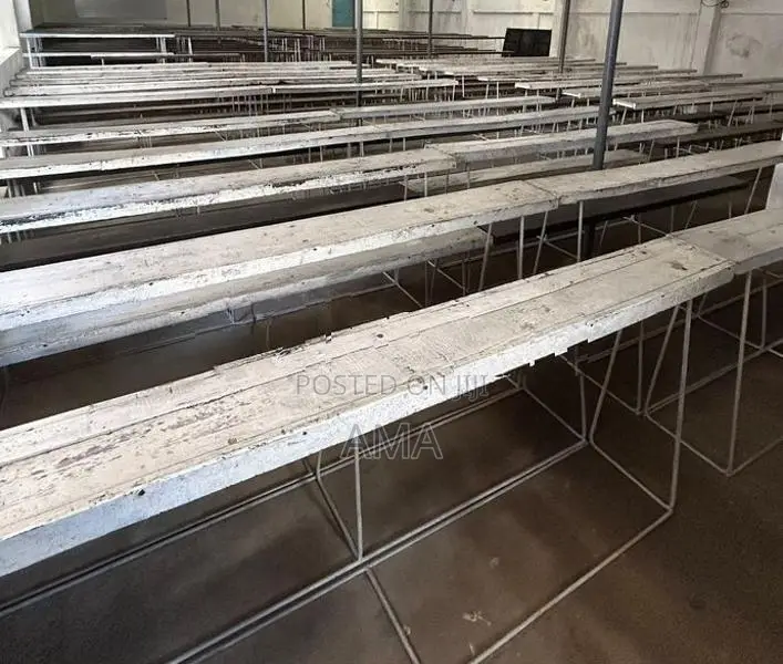 Desk + Bench Sets X 85 – Iron Frame, Heavy Wood