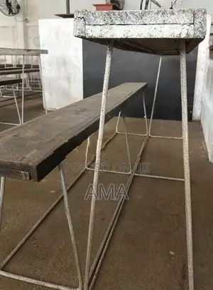 Desk + Bench Sets X 85 – Iron Frame, Heavy Wood