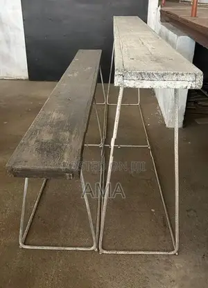 Desk + Bench Sets X 85 – Iron Frame, Heavy Wood