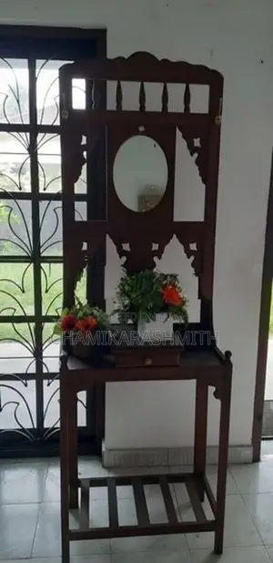 Solid Teak Wood Hall Tree / Stand With Mirror