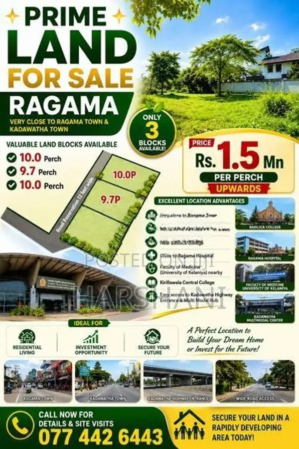 3 Land Blocks or Entire Close to Ragama Main Road