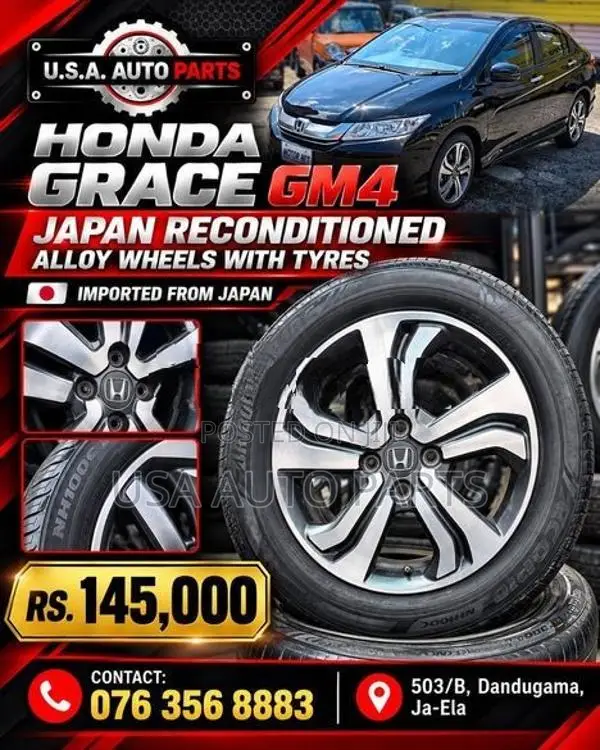 Honda Grace GM4 Alloy wheels with tires
