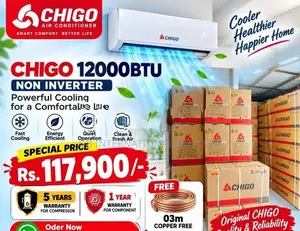 12000BTU CHIGO Non Inverter (R32 Gas/ Fast Cooling) Brand New AC 2026