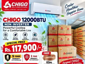 12000BTU CHIGO Non Inverter (R32 Gas Refrigerant) New AC 2026 Model