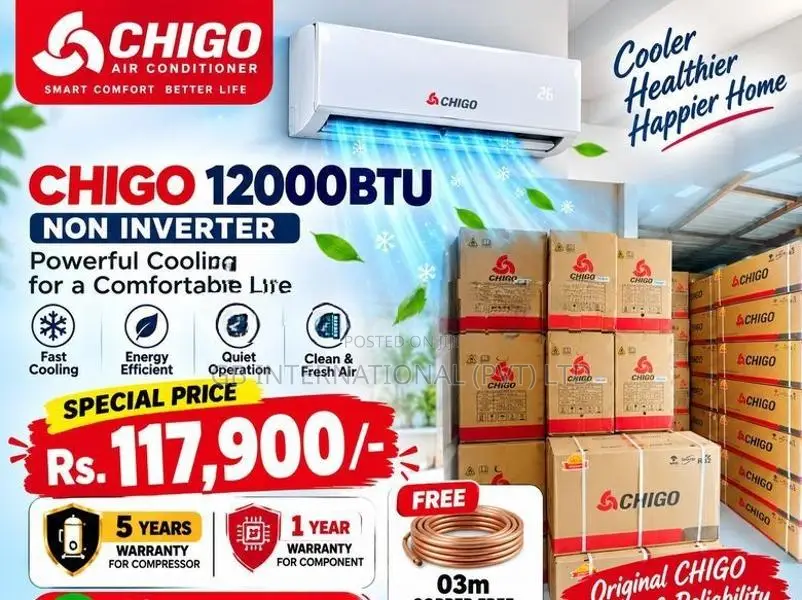 12000BTU CHIGO Non Inverter (R32 Gas Refrigerant) New AC 2026 Model