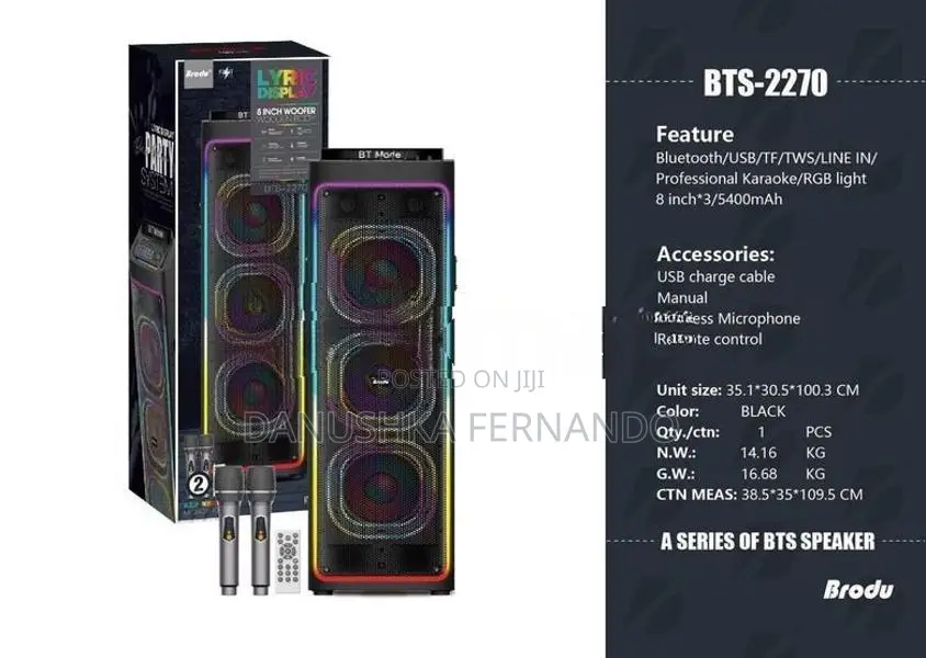 Brodu Bts - 2270 High Power Outdoor Party Speakers With Dual Mic
