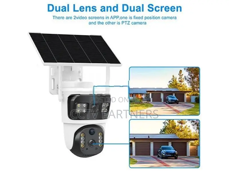 V380MAX BP5M Always On Video Dual lens Solar Power 4G siren cctv camer