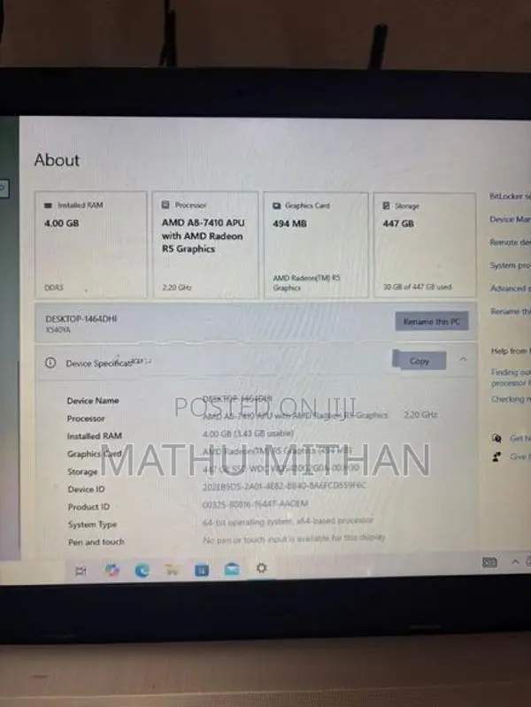 ASUS x540y AMD 8