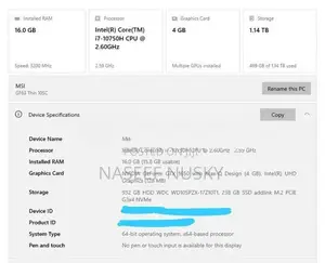 MSI Gaming i7 (GF63 Thin 10SC)