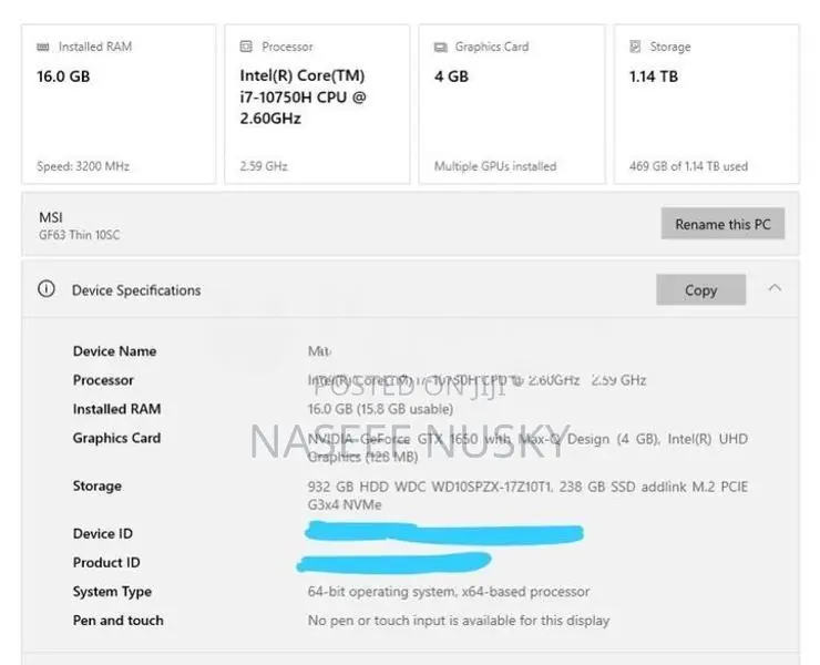 MSI Gaming i7 (GF63 Thin 10SC)