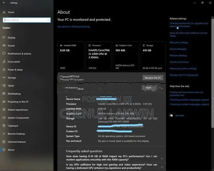 Core i3 PC with GTX 650 128GB SSD