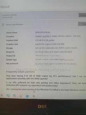 Dell Latitude E7450 i5 5th Gen Laptop – 12GB RAM 256GB SSD
