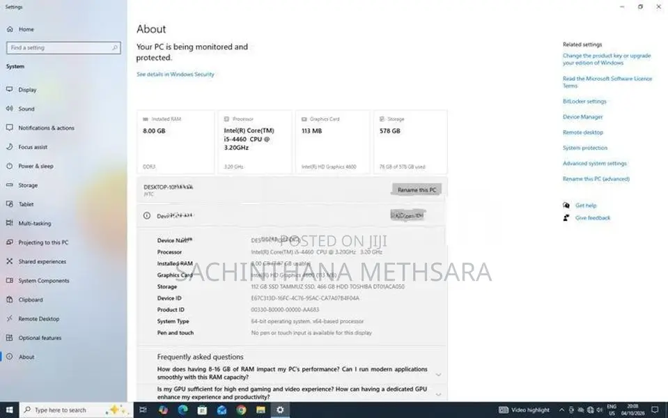 i5 4th Gen 8GB RAM SSD HDD RGB White PC