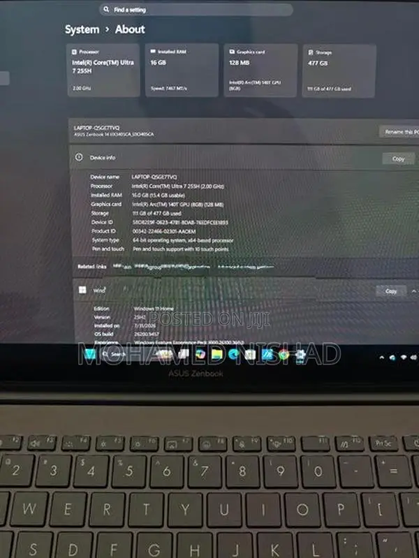 Asus Zenbook 14 Inch Core Ultra 7 15GEN 512GB 16GB OLED