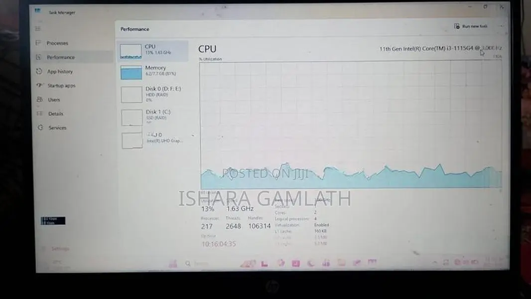 HP Core i5 Laptop 8GB RAM SSD