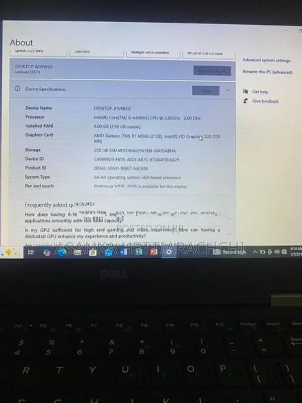 Dell i5 6th Gen Laptop