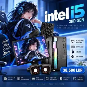 INTEL CORE I5 3RD GEN DDR3 8GB RAM 128GB SSD & 500 HDD FULL SET 19"