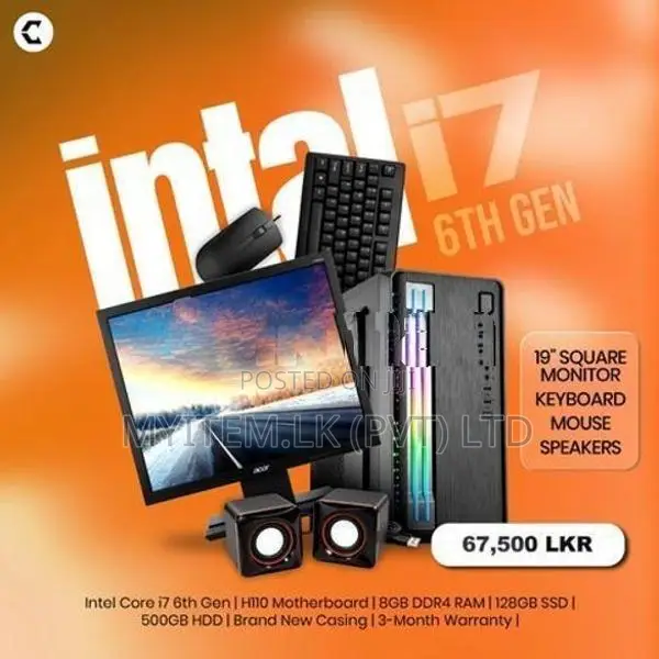 INTEL CORE I7 6TH GEN DDR4 8GB RAM 128GB SSD & 500 HDD FULL SET 19"