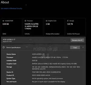 ACER Aspire E17 I3 Laptop