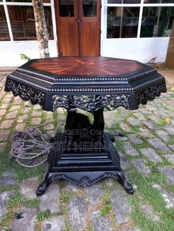 Ebony and Red Tamarind Antique Octagonal Table