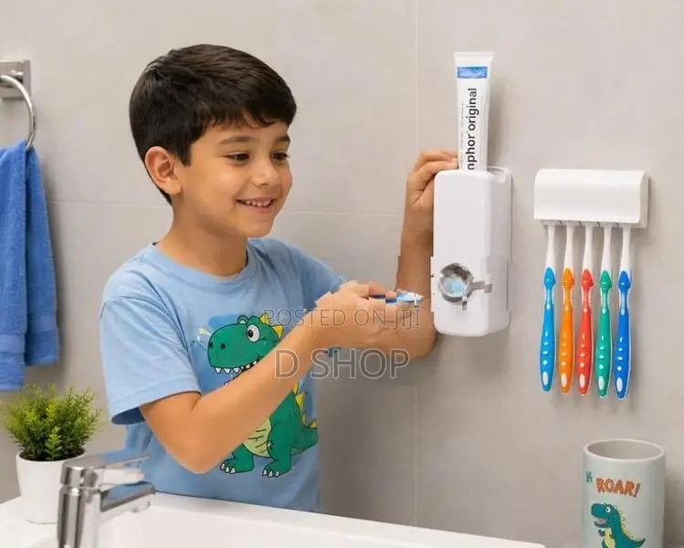 Toothpaste Dispenser Organizer = Wall mounting