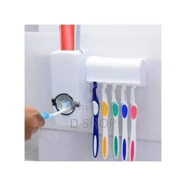Toothpaste Dispenser Organizer = Wall mounting