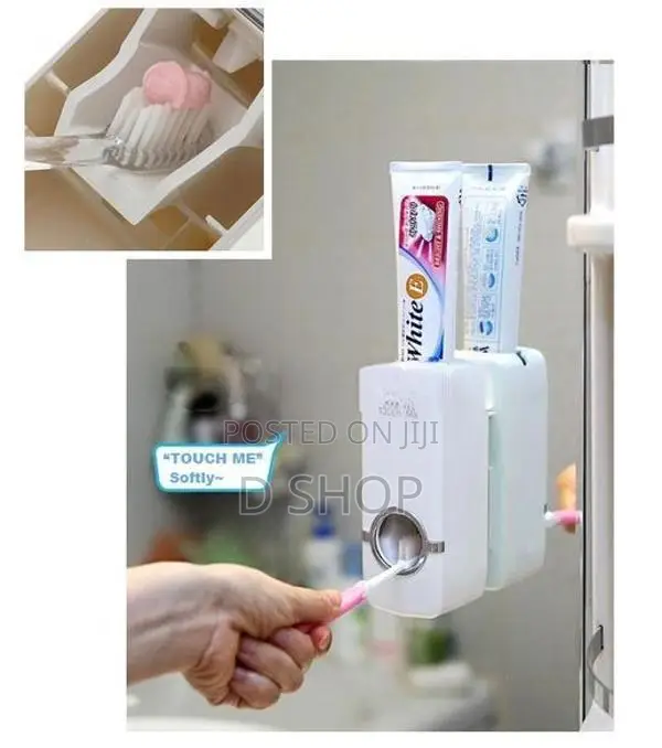 Toothpaste Dispenser Organizer = Wall mounting