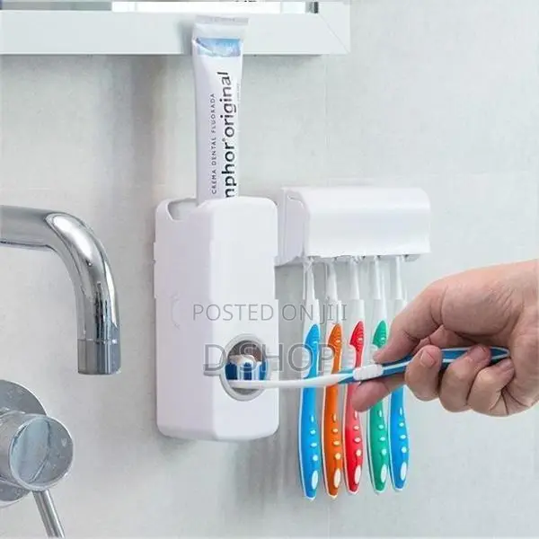 Toothpaste Dispenser Organizer = Wall mounting