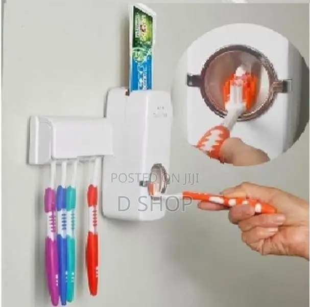 Toothpaste Dispenser Organizer = Wall mounting