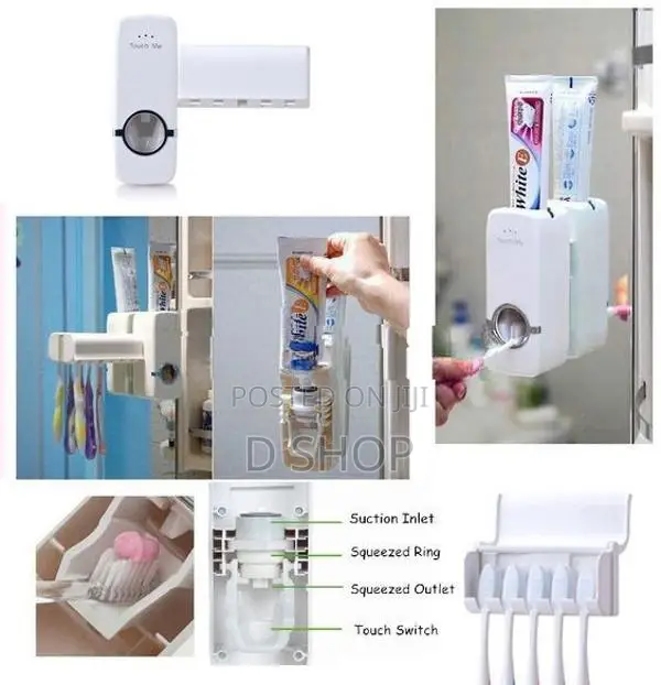 Toothpaste Dispenser Organizer = Wall mounting