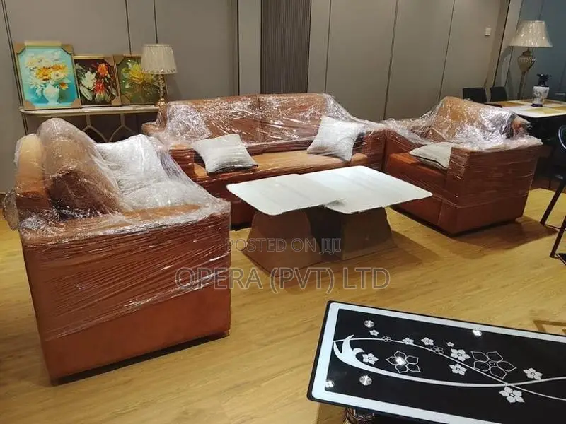 Caramel Cushioned Sofa Set