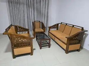 Wooden Living Room Sofa Set With Coffee Table
