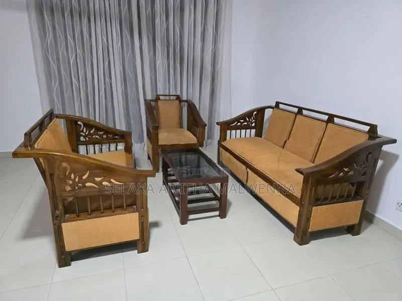 Wooden Living Room Sofa Set With Coffee Table